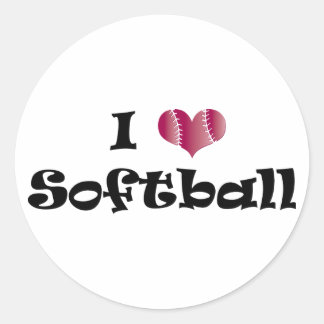 I love Softball Classic Round Sticker
