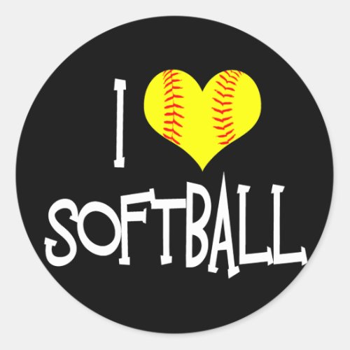 I love softball classic round sticker