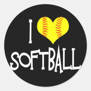 I love softball classic round sticker