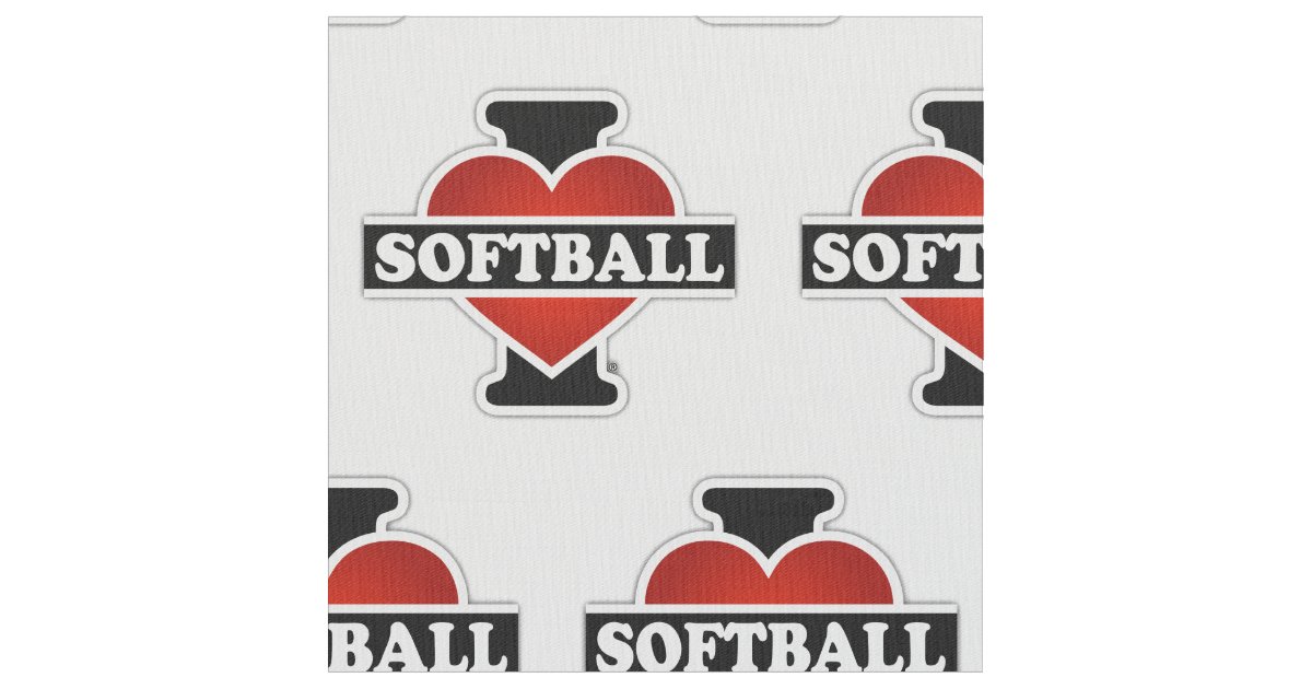 I Love Softball Fabric, Wallpaper and Home Decor