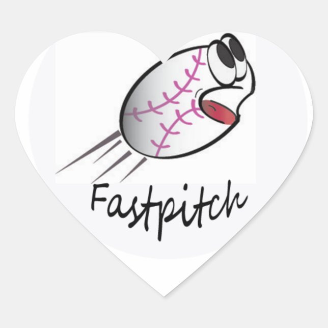I Love Softball Heart Sticker (Front)