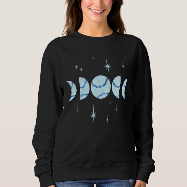 I Love Softball Moon Phases In Light Blue Pastel A Sweatshirt (Front)