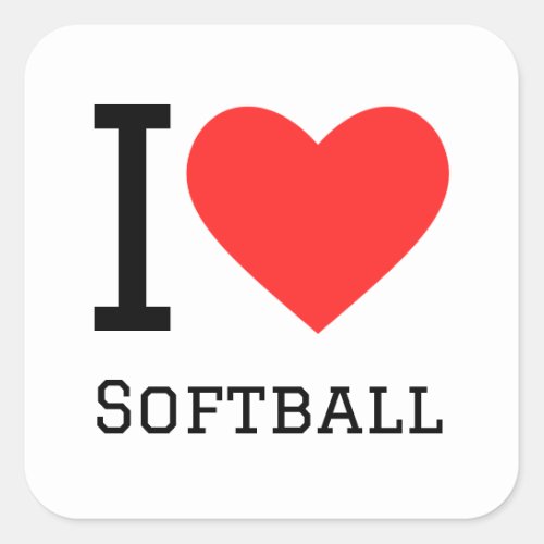 I love softball square sticker