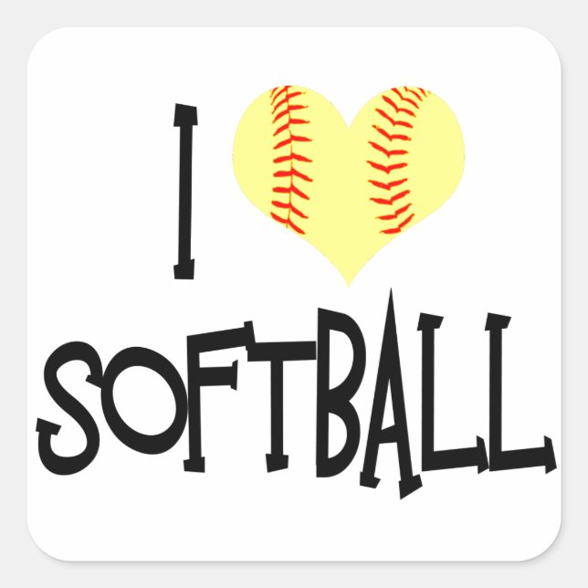 I love softball square sticker (Front)