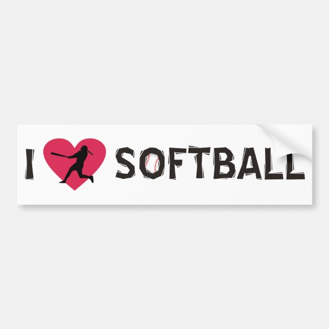 I LOVE SOFTBALL STICKER (Front)