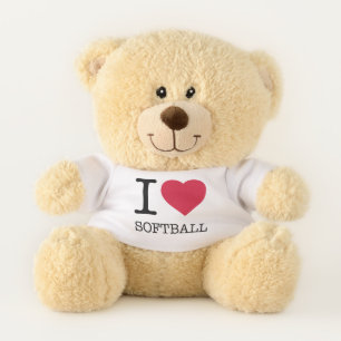 I LOVE SOFTBALL TEDDY BEAR
