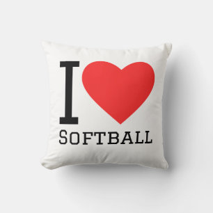 I love softball throw pillow