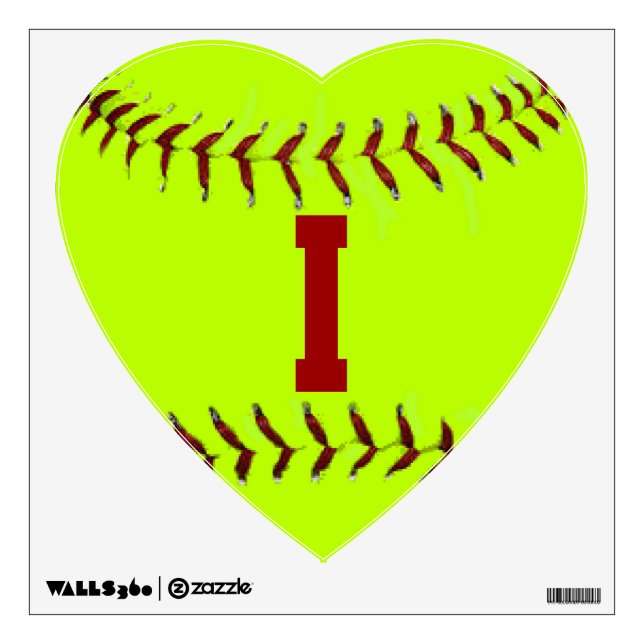I Love Softball Wall Decal (Front)
