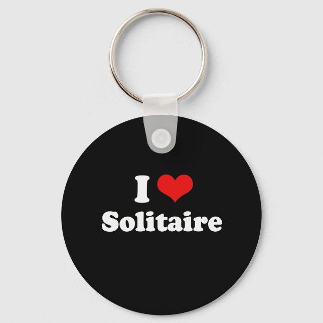 I Love Solitaire Tshirt Keychain (Front)