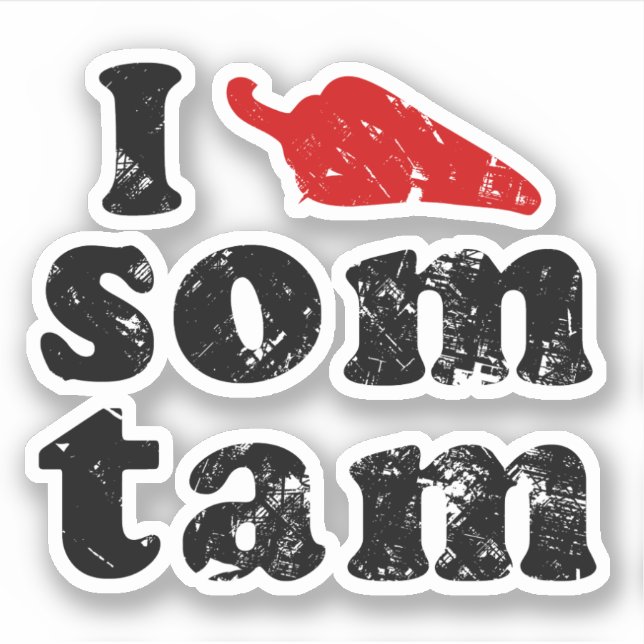 I Love Som Tam ❤ Thai Isaan Food Sticker (Front)
