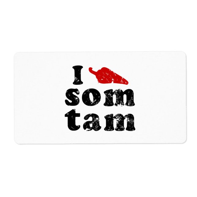 I Love Som Tam ❤ Thai Isan Lao Food Label (Front)