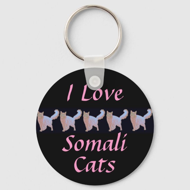 I Love Somali Cats Keychain (Front)
