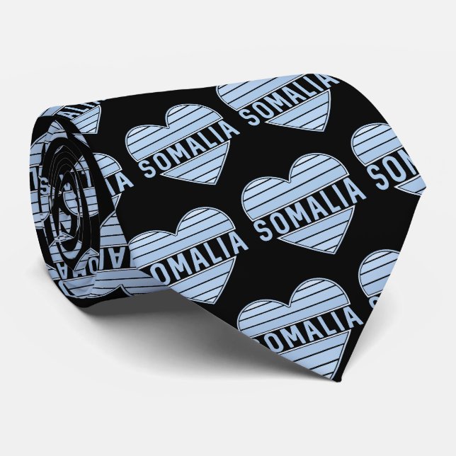 I Love Somalia, Somali Heart Neck Tie (Rolled)