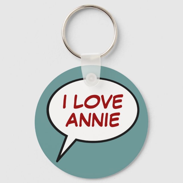 i love someone cartoon bubble keychain (Front)