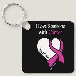 I Love Someone...Heart/Ribbon...Breast Cancer Keychain