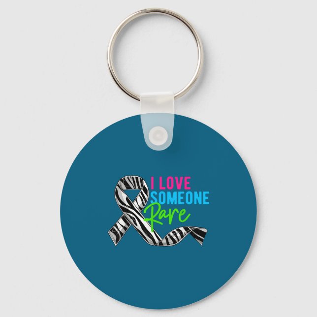 I Love Someone Rare Zebra Ribbon - Rare Disease Aw Keychain (Front)