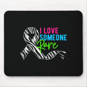 I Love Someone Rare Zebra Ribbon - Rare Disease Aw Mouse Pad