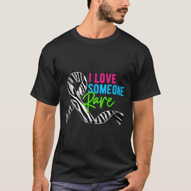 I Love Someone Rare Zebra Ribbon - Rare Disease Aw T-Shirt (Front)