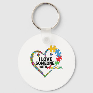 I Love Someone With Autism 3 Keychain