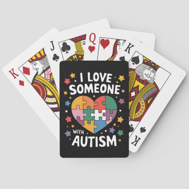 I Love Someone With Autism Autistic Awareness Poker Cards (Back)