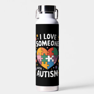 I Love Someone With Autism Autistic Awareness Water Bottle