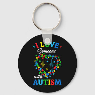 I Love Someone With Autism Awareness Men Women Kid Keychain