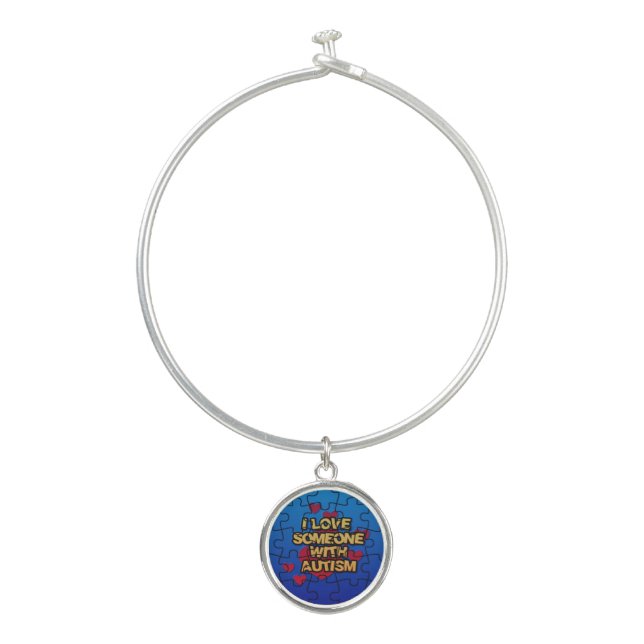 I Love Someone With Autism Bangle Bracelet (Front)