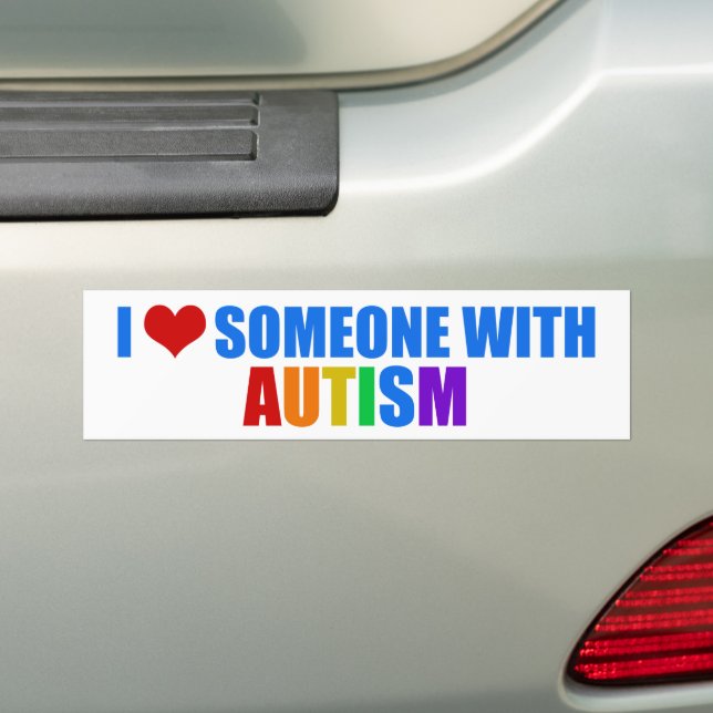 I Love Someone With Autism Beautiful Rainbow Bumper Sticker (On Car)
