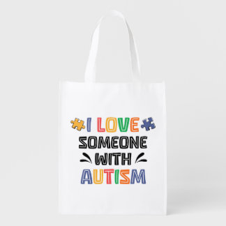 I Love Someone With Autism Grocery Bag
