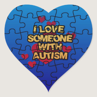 I Love Someone With Autism Heart Stickers