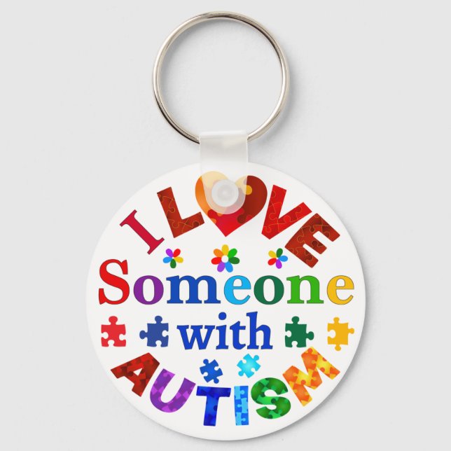 I Love Someone with AUTISM Keychain (Front)