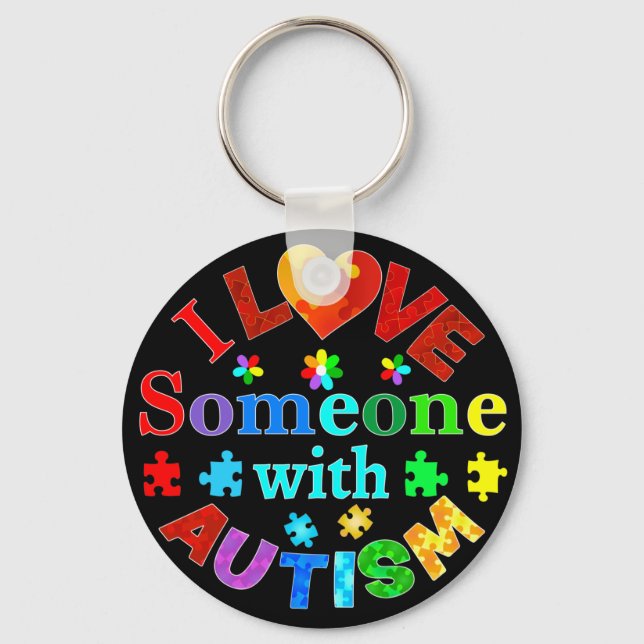 I Love Someone with AUTISM Keychain (Front)