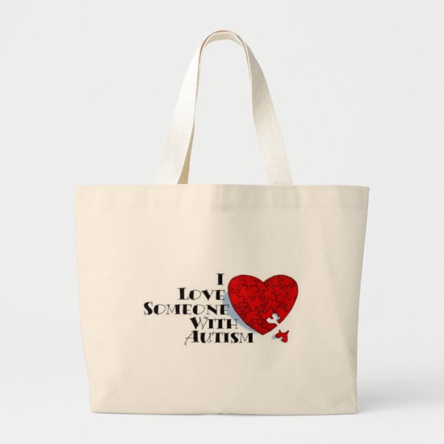 I Love Someone with Autism Large Tote Bag (Front)