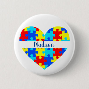 I Love Someone With Autism Personalized Name Button