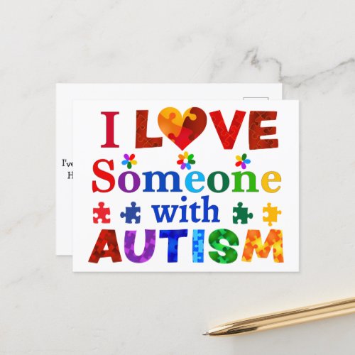 I Love Someone with AUTISM Postcard