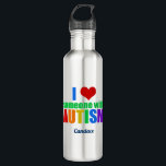 I Love Someone With Autism Rainbow Monogram Stainless Steel Water Bottle<br><div class="desc">I love someone with autism. Show support for the special autistic person in your life. A great for parents of a child with autism or asperger syndrome. I love my autistic son or daughter. Nice rainbow autism present for a supportive sibling or friend.</div>