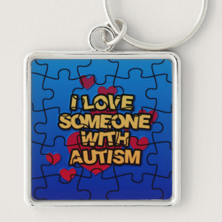 I Love Someone With Autism Round Key Chain