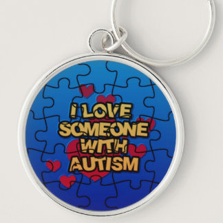 I Love Someone With Autism Round Key Chain