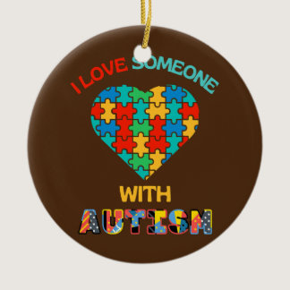 I love Someone With Autism s Colorful Rainbow Ceramic Ornament