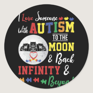 I Love Someone With Autism To The Moon And Back Classic Round Sticker