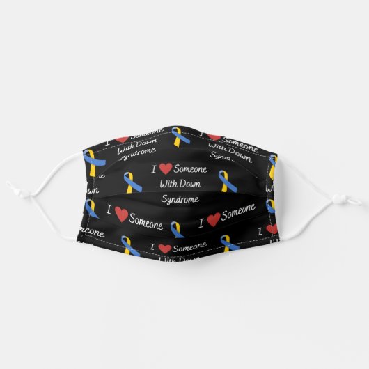 "I Love Someone With Down Syndrome" Awareness Adult Cloth Face Mask (Front, Unfolded)