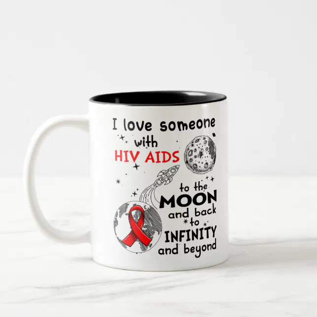 I love Someone with Hiv Aids Awareness Two-Tone Coffee Mug (Left)