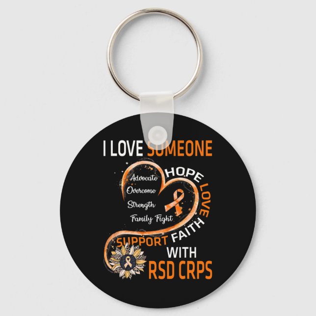 I Love Someone With Rsd Crps Awareness Sunflower  Keychain (Front)