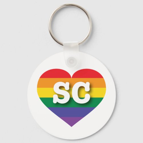I love South Carolina Gay Pride Rainbow Heart Keychain