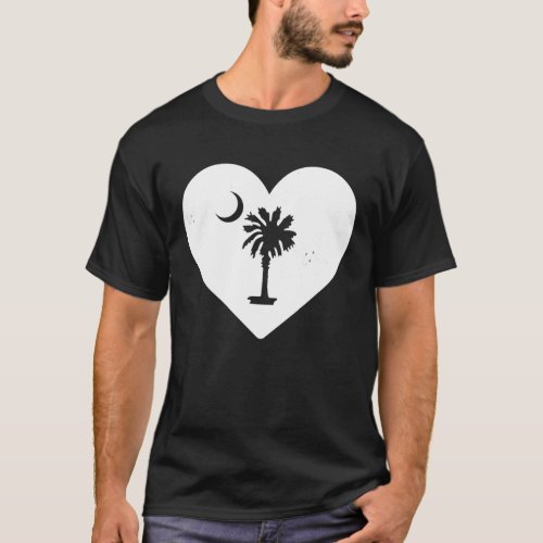 I love South Carolina palmetto moon heart distress T_Shirt