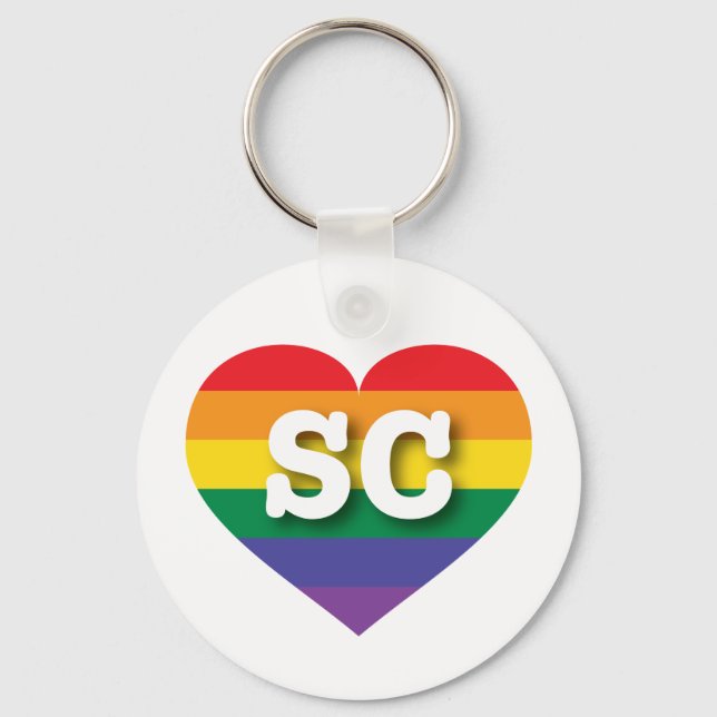 I Love South Carolina Rainbow Heart Keychain (Front)