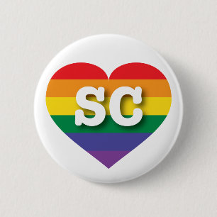 I Love South Carolina Rainbow Heart Pinback Button