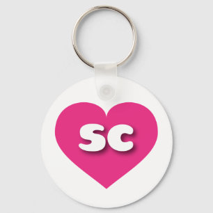 I love South Carolina - sc hot pink heart Keychain