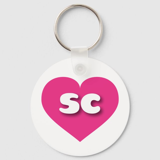 I love South Carolina - sc hot pink heart Keychain (Front)