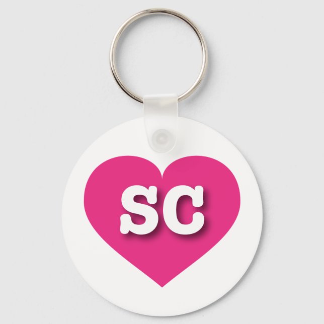 I love South Carolina - SC hot pink heart Keychain (Front)